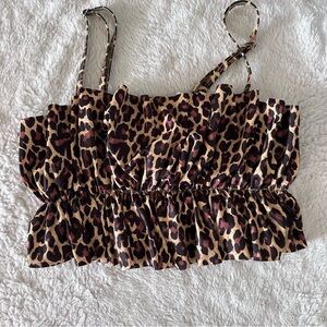 Original Cheetah (OG cheetah) Oversized Ruffle OSR swim top.